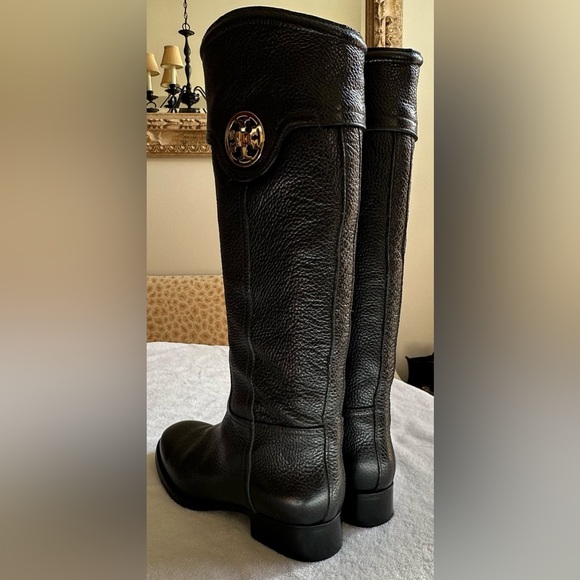 Tory Burch riding boots; gold logo hardware; 8.5M; gently used; excellent cond’n - Picture 8 of 9